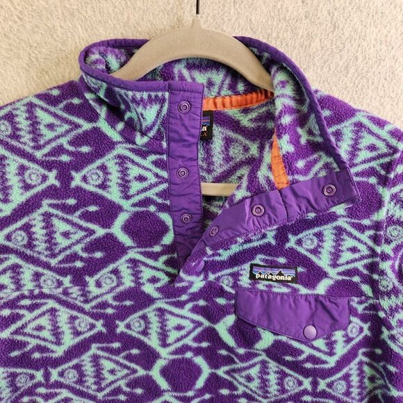 Patagonia Synchilla Sweater Womens XS Ikat Big Fish T-Snap Fleece Aztec Tribal - Picture 3 of 14